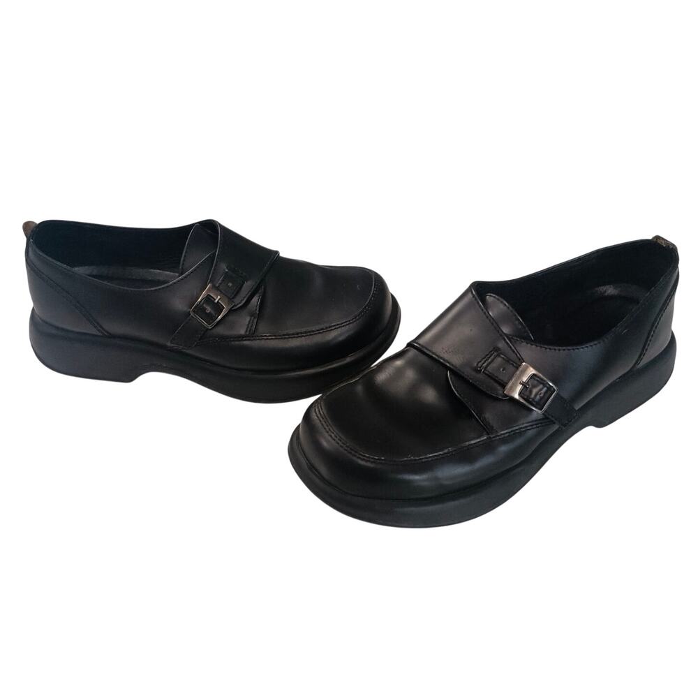 Vtg Dansko Tamara leather monk strap clog Sz 40 Black-buckle academia Y2K retro